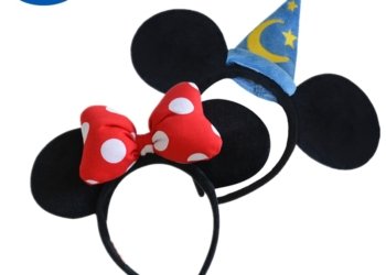 Original Disney Plush Headdress Mickey Minnie Mouse Princess Ears Girls Hair Bands Head Hoop Kids Toy
