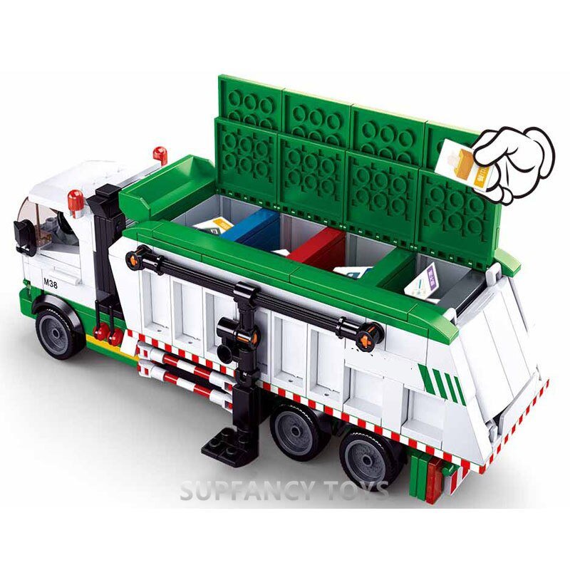 432Pcs City Garbage Classification Truck Car 100 Cards Building Blocks Sets Brinquedos Playmobil Educational Toys for Children