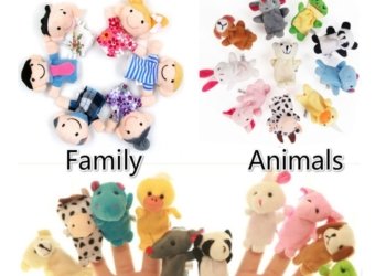 Baby Plush Toy Finger Puppets Tell Story Props 10pcs Animals or 6pcs Family Doll Kids Toys Children Gift GYH