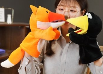 Plush Hand Puppet Soft Animals Bird Fox For Kids Adult Pretend Playing Dolls