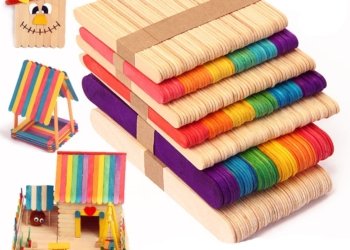 50Pcs DIY Wooden Stick Popsicle Ice Cream Sticks Colorful Hand Crafts Art Creative Educational Toys