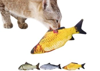 Soft Plush 3D Fish Shape Cat Interactive Catnip Stuffed Pillow Doll Simulation Playing Toy For Pet