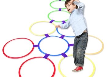 Outdoor Funny Physical Training Sport Lattice Jump Ring Set Toy with 10 Hoops 10 Connectors for Park Play Games