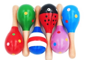 1Pc 12x4cm Infant & Toddlers Wood Sand Hammer Wooden Maraca Rattles Sand Hammer Kids Musical Party Favor Child Baby Shaker Toy