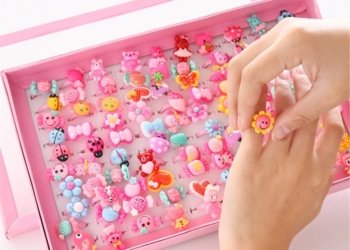 10pcs/lot Cartoon Rings Candy Flower Animal Bow Shape Set Mix Finger Jewellery Girls Toys