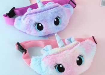 Cute Unicorn Fanny Pack Girls Waist Bag Belt Gradient Color Anime Cartoon Coin Purse Travel Chest Bag