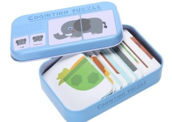 Baby Cognition Iron Box Cards Matching Game Cognitive Card Car Fruit Animal Life Puzzle Toy