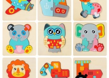 3D Wooden Puzzles Cartoon Animals Kids Cognitive Jigsaw Puzzle Wooden Toys for Children Christmas Gift