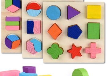 Wooden Geometric Shapes Montessori Puzzle Sorting Math Bricks Preschool Learning Educational Baby Toddler Toys