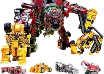 AOYI Cool 8 IN 1 Oversize Devastator Transformation Anime Hook Action Figures Robot Car Engineering Vehicle Toy