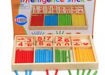 Figure Blocks Counting Sticks Education Intelligence Block Montessori Mathematical Wooden Box Toy