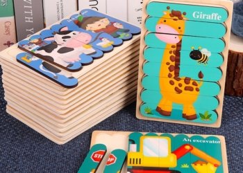 Baby Wooden Montessori Puzzle Game 3D Cartoon Animal Toys For Kids 1 2 3 Year Old