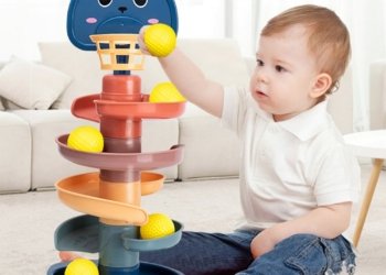 Baby Toys Rolling Ball Pile Tower Early Educational Rotating Track Stacking Toy