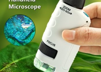 Kids Science Microscope Kit 60-120x Educational Mini Pocket Handheld with LED Light Outdoor Stem Toy