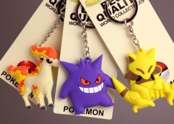 Pokemon Anime Marowak Abra Gengar Ponyta Porygon Alloy Silicone Keychain Accessories Pendant Bag Key Ring Pendant