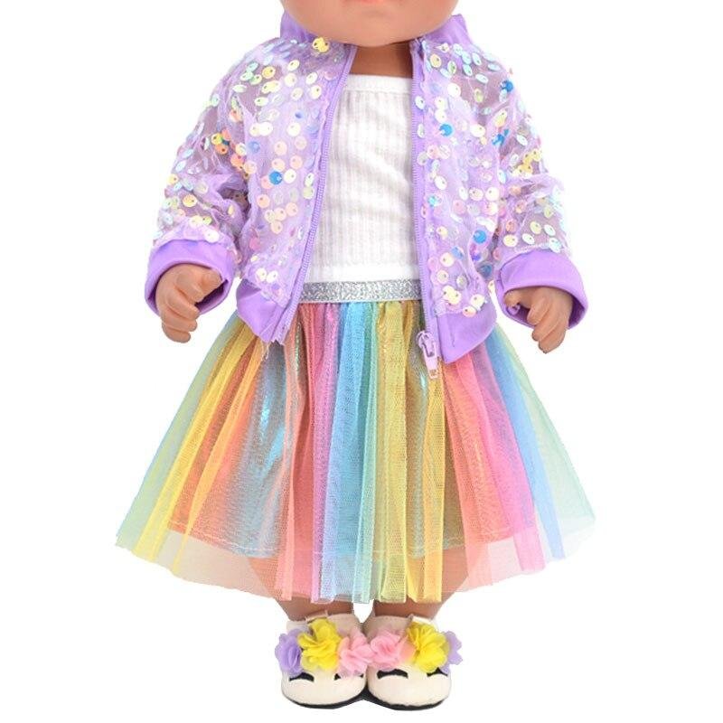 Baby clothes for doll fit 43 cm new born doll accessories Fashion sequined jackets and dresses Christmas gifts for kids