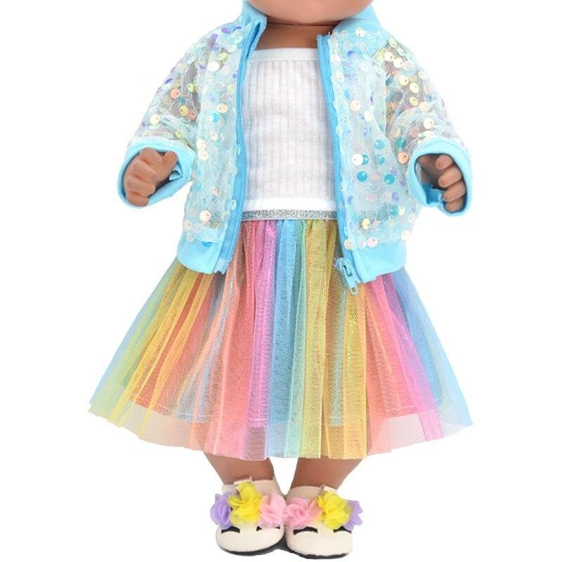 Baby clothes for doll fit 43 cm new born doll accessories Fashion sequined jackets and dresses Christmas gifts for kids