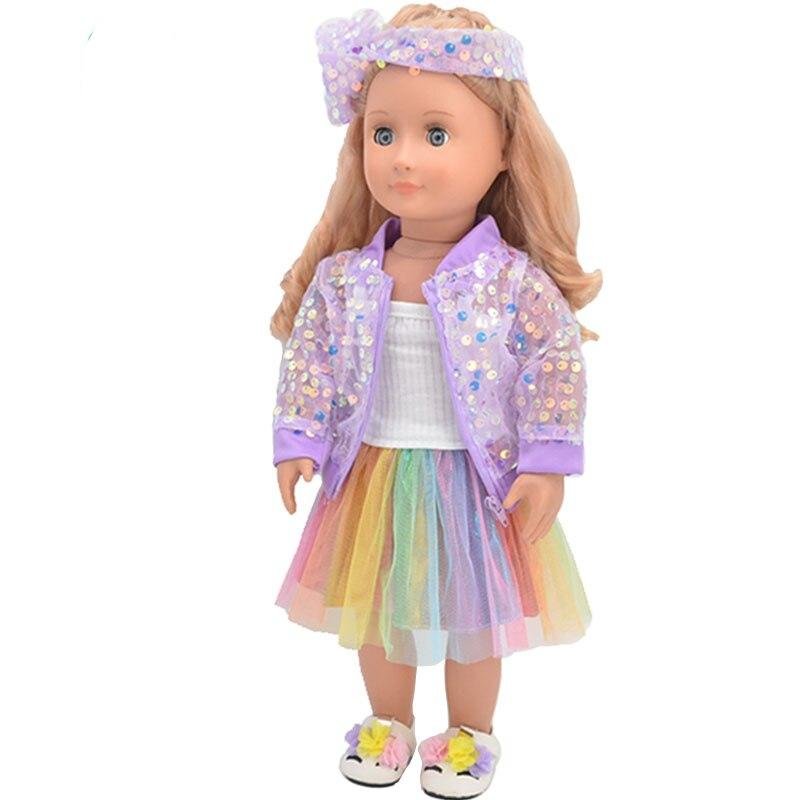 Baby clothes for doll fit 43 cm new born doll accessories Fashion sequined jackets and dresses Christmas gifts for kids