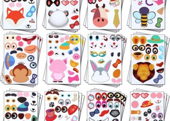 24 Sheets DIY Puzzle Sticker Games Animals Face Funny Jigsaw Educational Cool Toys for Kids