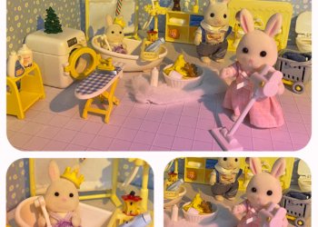 Elephant Baby 1/12 Forest Family Miniatures Toilets Kitchen Furniture Dolls and Accessories