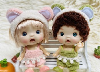 New Mini 1/12 OB11 Doll Blue Green Eyeballs with Clothes 10CM Dolls and Accessories