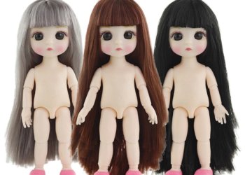 Adollya 16cm Nude Body 3D 13 Eyes Moveable Joints 1/12 BJD Dolls and Accessories