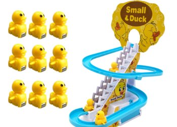 Pig Action Figures Kids Electronics DIY Rail Racing Track Small Duck Climbing Stairs Toy