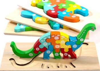 Wooden Toddler Puzzles Montessori Dinosaur Toys