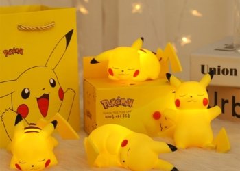 Pokemon Pikachu TAKARA TOMY Cute Anime Soft LED Bedside Light Robot Toys For Kids