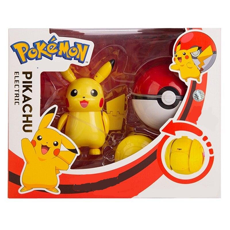 Pokemon Figures Genuine Original Box Deformation Toy Anime Figure Pikachu Charizard Greninja Pocket Monster Pokeball Model Gift