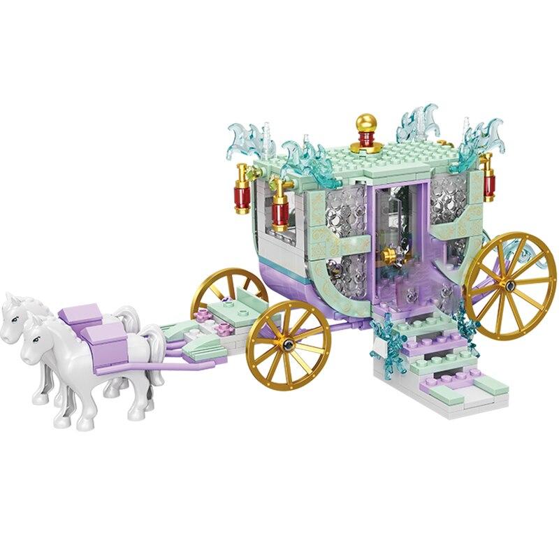 Disney Frozen Anna Elsa Princess Carriage Horse Building Blocks Kit Bricks Classic Movie Model Kids Girl Toys For Children Gift