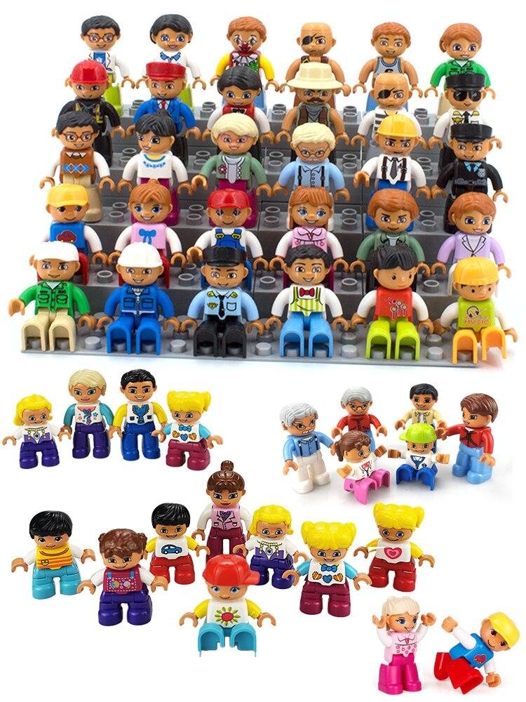 Big Size Action Figures City Princess Policemen Family Building Block Doll Character Accessory Toys Assembly Children Kids Gift