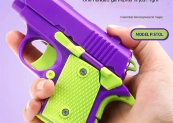 Stress Relief ABS Plastic Mini 1911 3D Printed Gravity Fidget Toy Gun for Kids