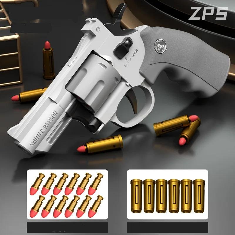 Continuous Firing Pistol ZP5 357 Revolver Launcher Soft Dart Bullet Toy Guns CS Outdoor Weapon Birthday Gift for Kids Adult