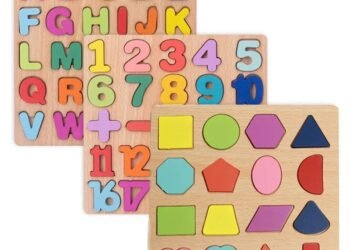 Colorful Alphabet Number Wooden Puzzles Matching Preschool Early Educational Toys for 4 Year Olds