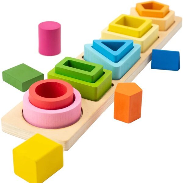 Montessori Sorting Stacking Educational Shape Color Sorter Preschool Wooden Toys For Kids