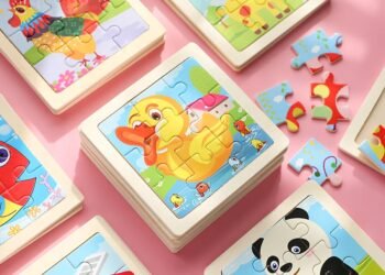 Kids Animals Puzzle Game 11X11CM Cartoon Tangram Wood Educational Jigsaw Wooden Toys