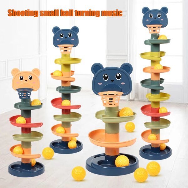 Montessori Baby Toys Rolling Ball Pile Tower Finger Skill Training Educational Games Rotating Stacking Track Infants Development - Image 3
